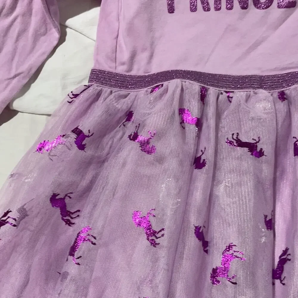 The children’s place 5t unicorn princess dress purple tulle sparkle worn once